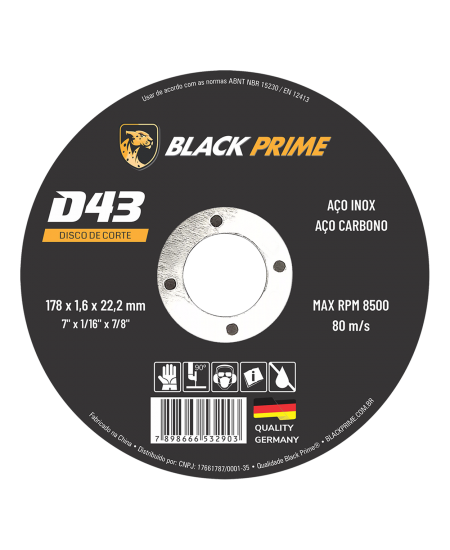 DISCO DE CORTE D43 BLACK PRIME 178 X 1,6 X 22,2
